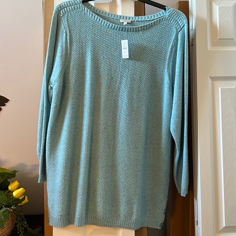 New blue green sweater great to layer  size 2X